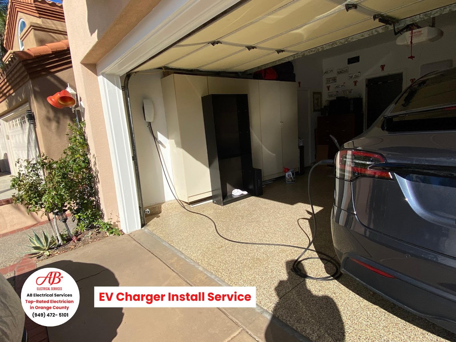 Tesla charging on a new dedicated circuit, OC garage
