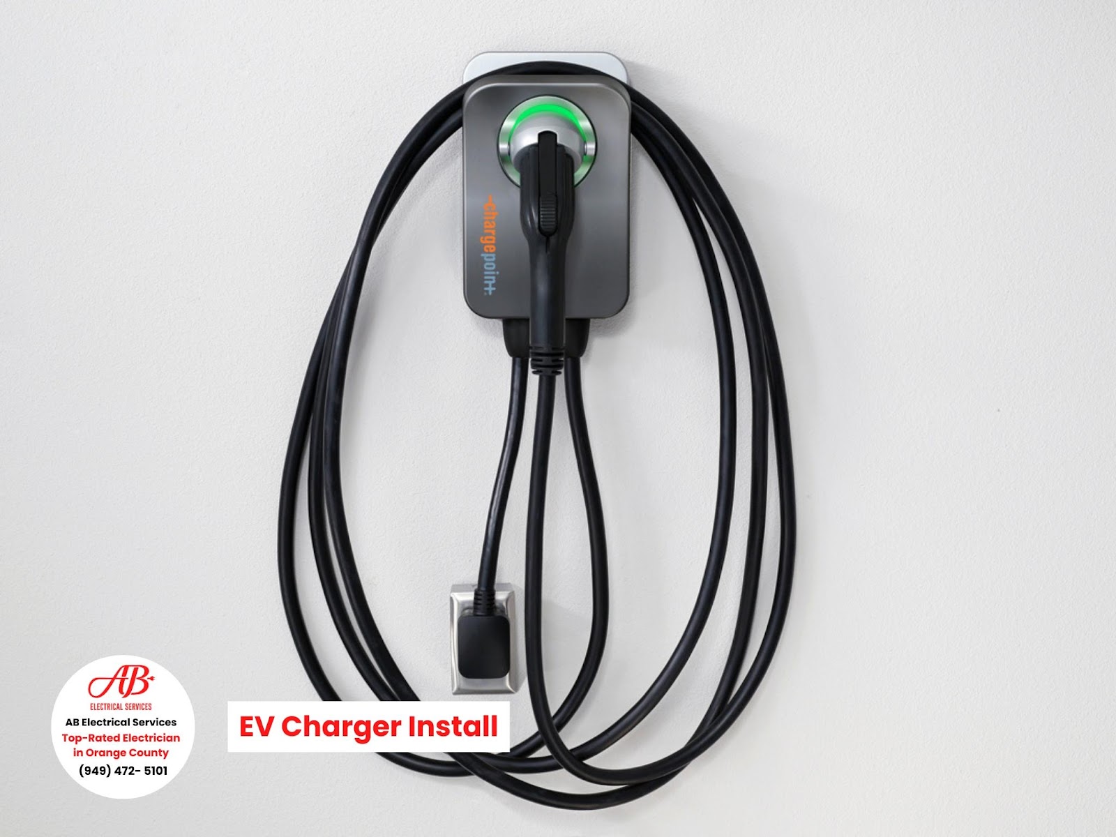 ChargePoint wall connector, green ready light on