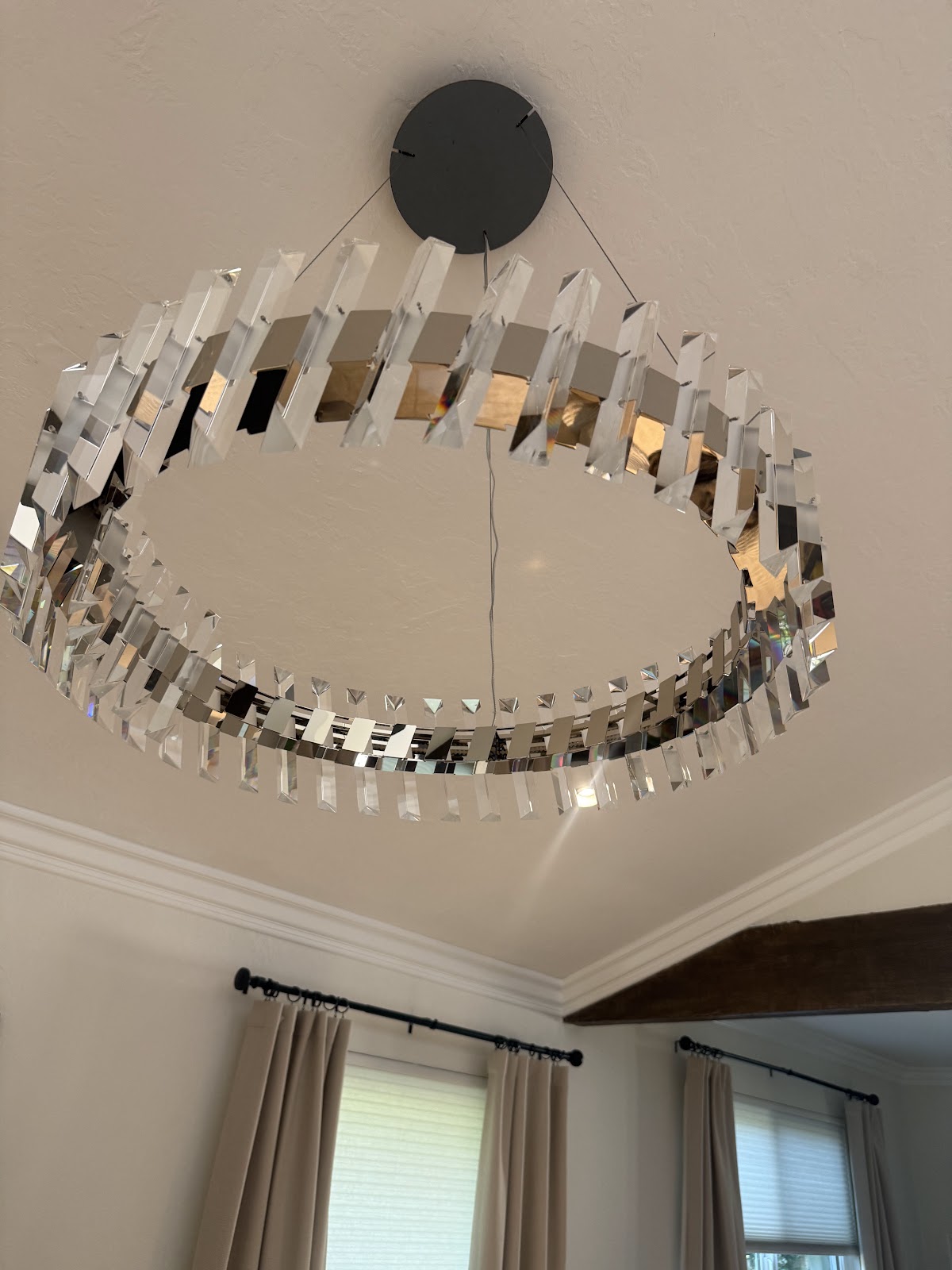 Crystal ring chandelier, formal dining