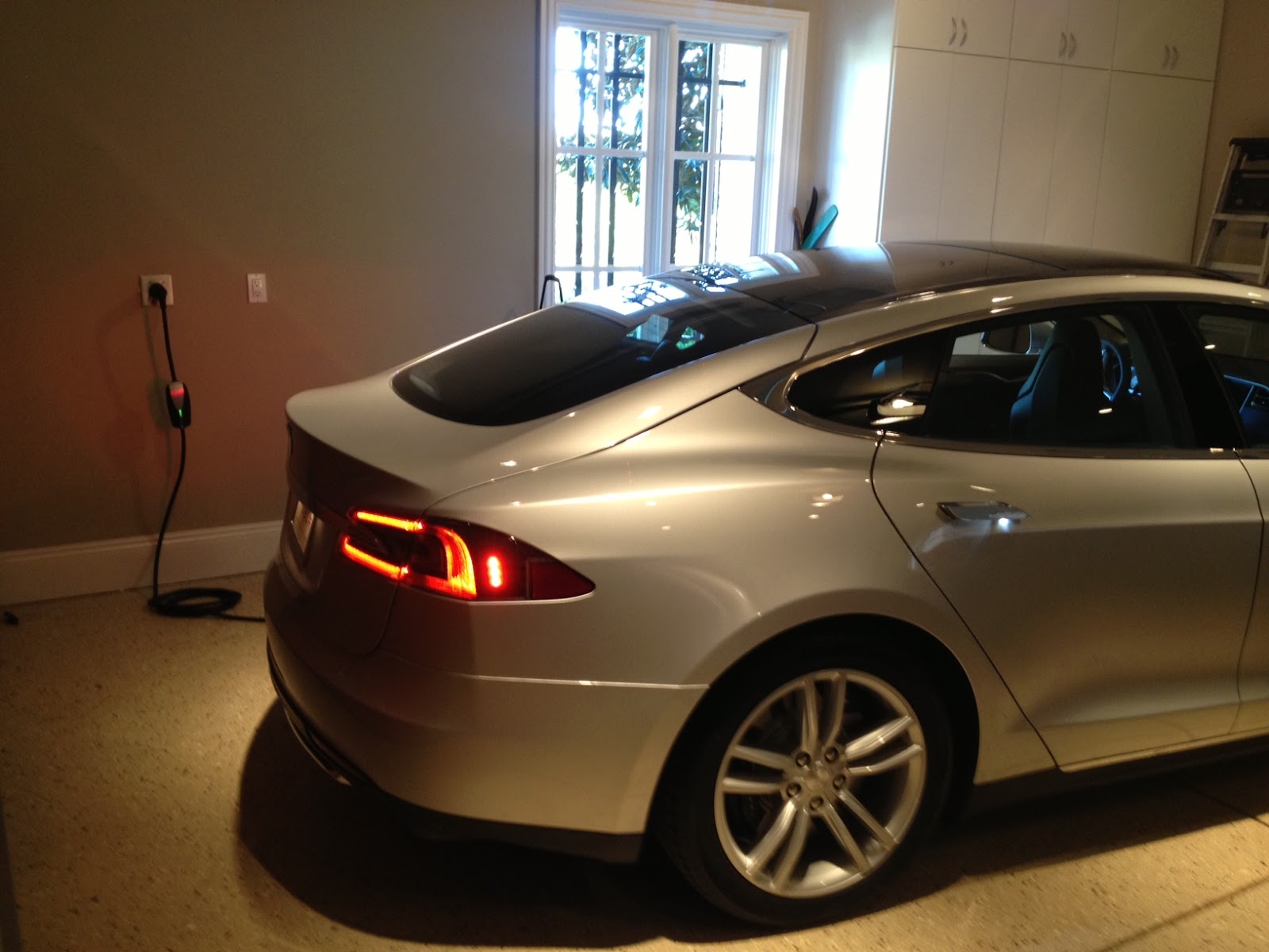 Tesla EV charger, residential garage