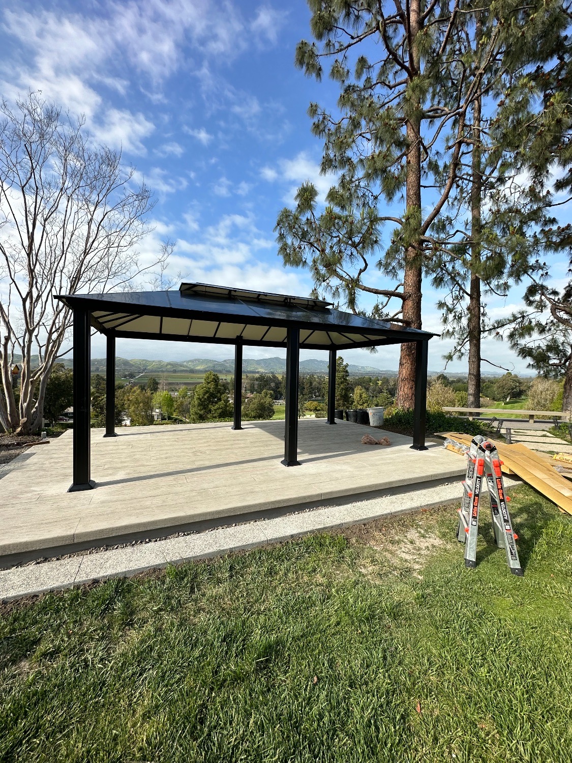 Aluminum hardtop gazebo, deck with a view