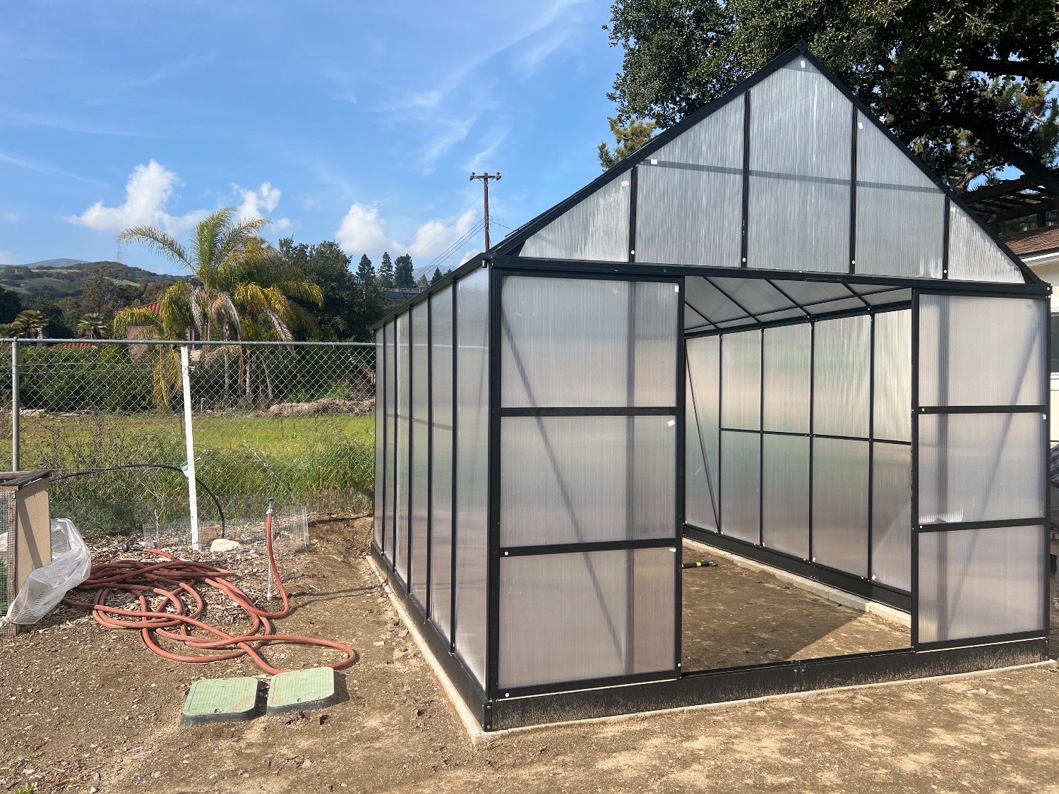 Polycarbonate greenhouse, black frame