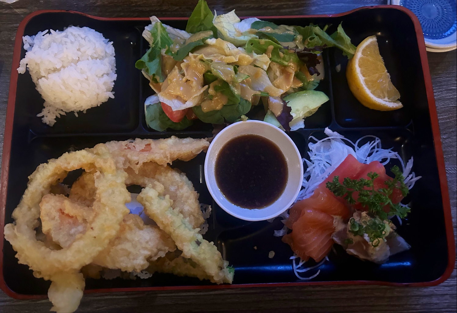 Fresh sushi and sashimi plated at Choya Japanese Cuisine