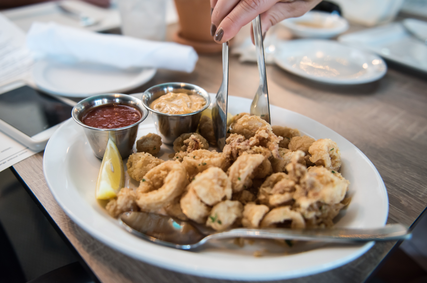 Calamari fritti with marinara at Domenico's