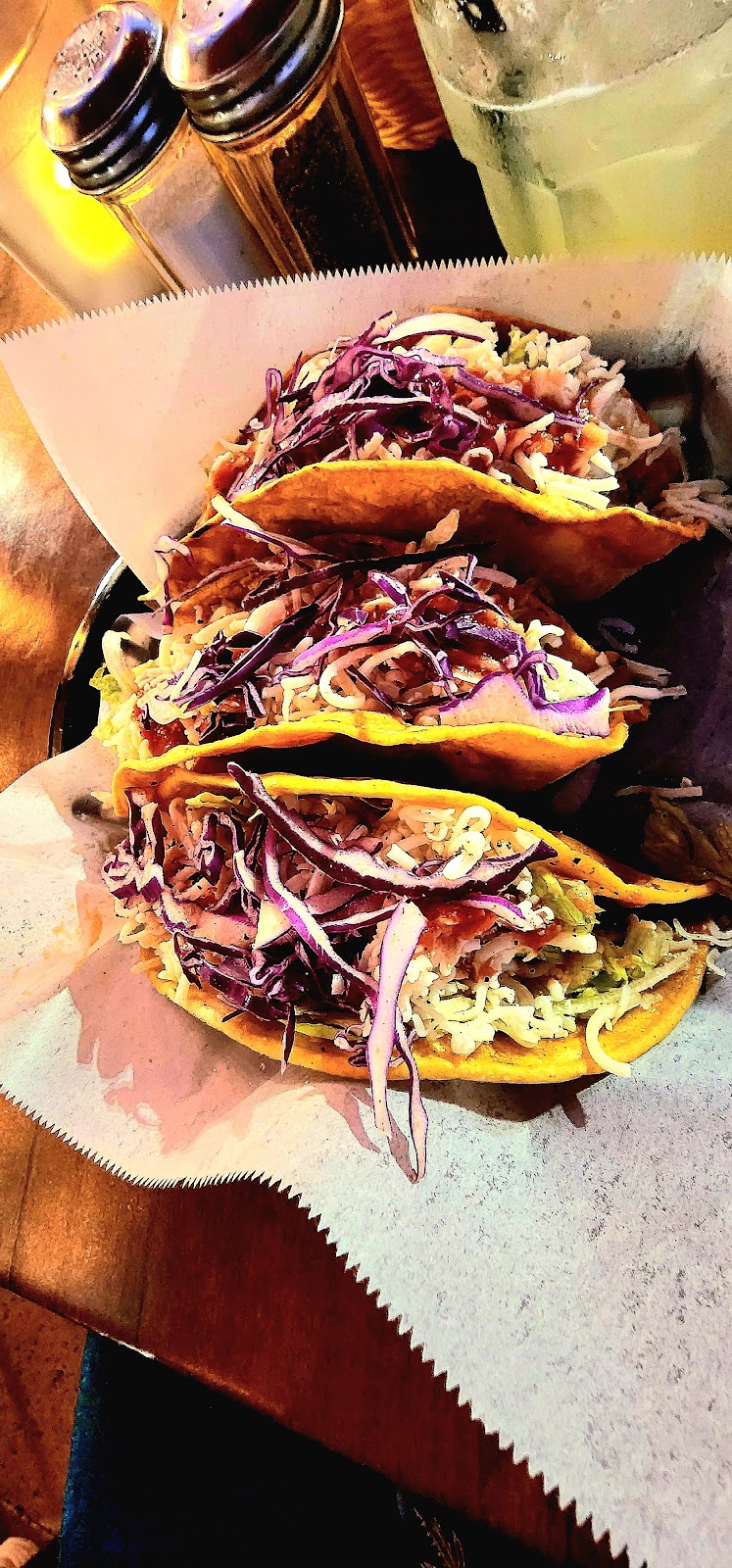 Street tacos with cabbage and salsa at Franco's Famous