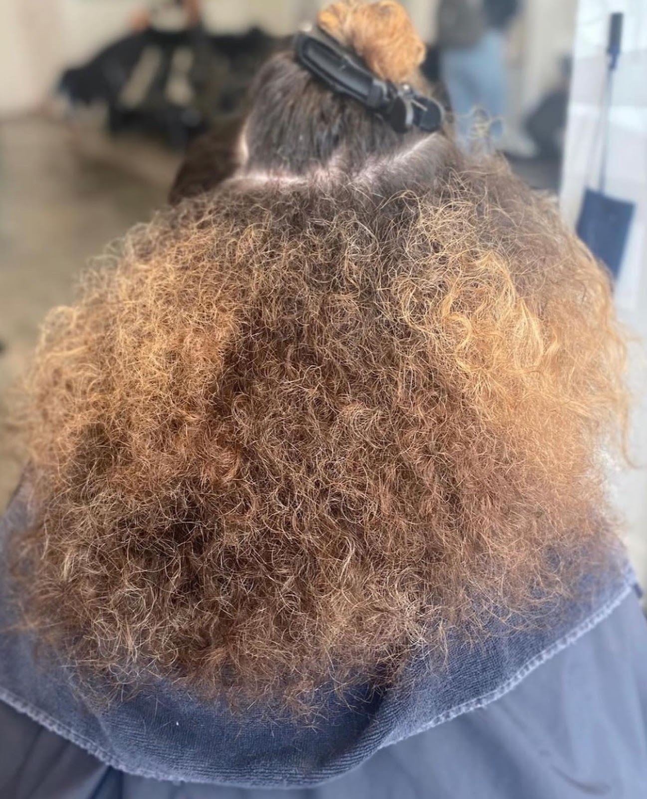 A curly, textured transformation, full and defined, at Gold & Braid