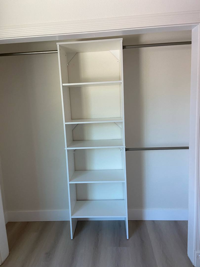 Mirrored closet doors, full bedroom wall