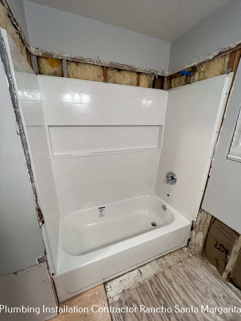 Tub and shower surround, mid-remodel tile-in