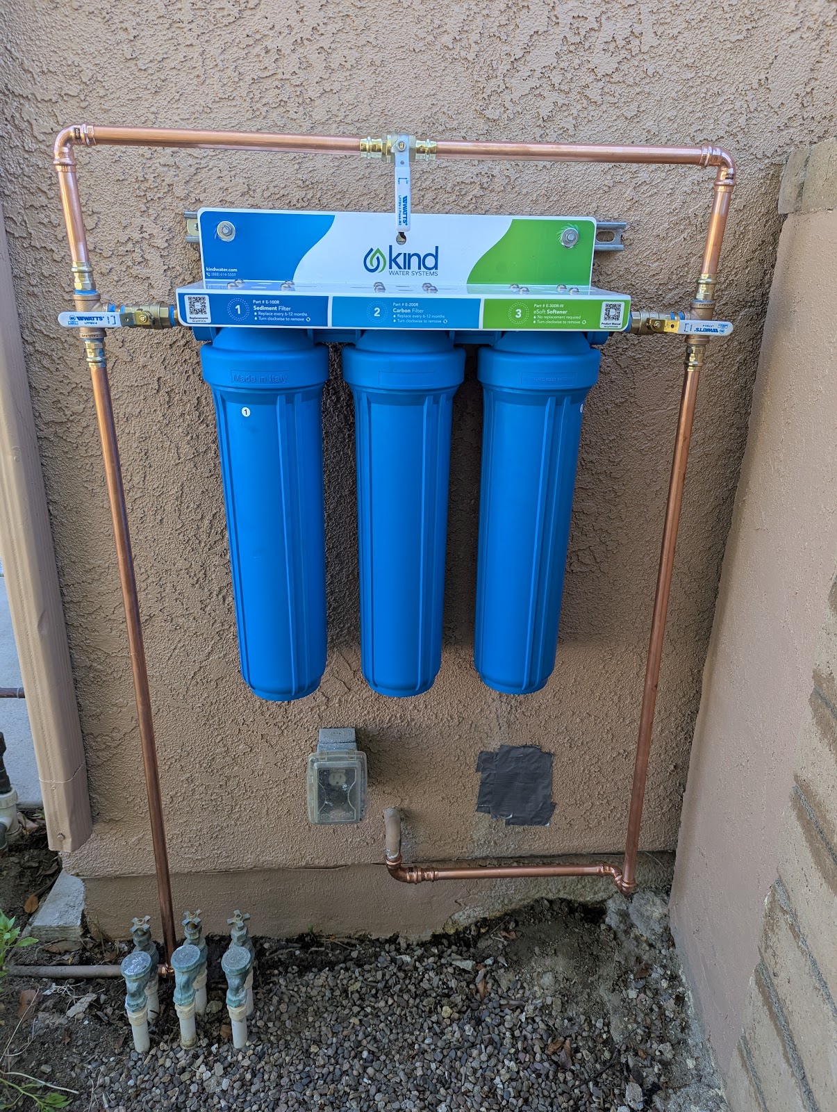 Three-stage whole-house filtration on copper
