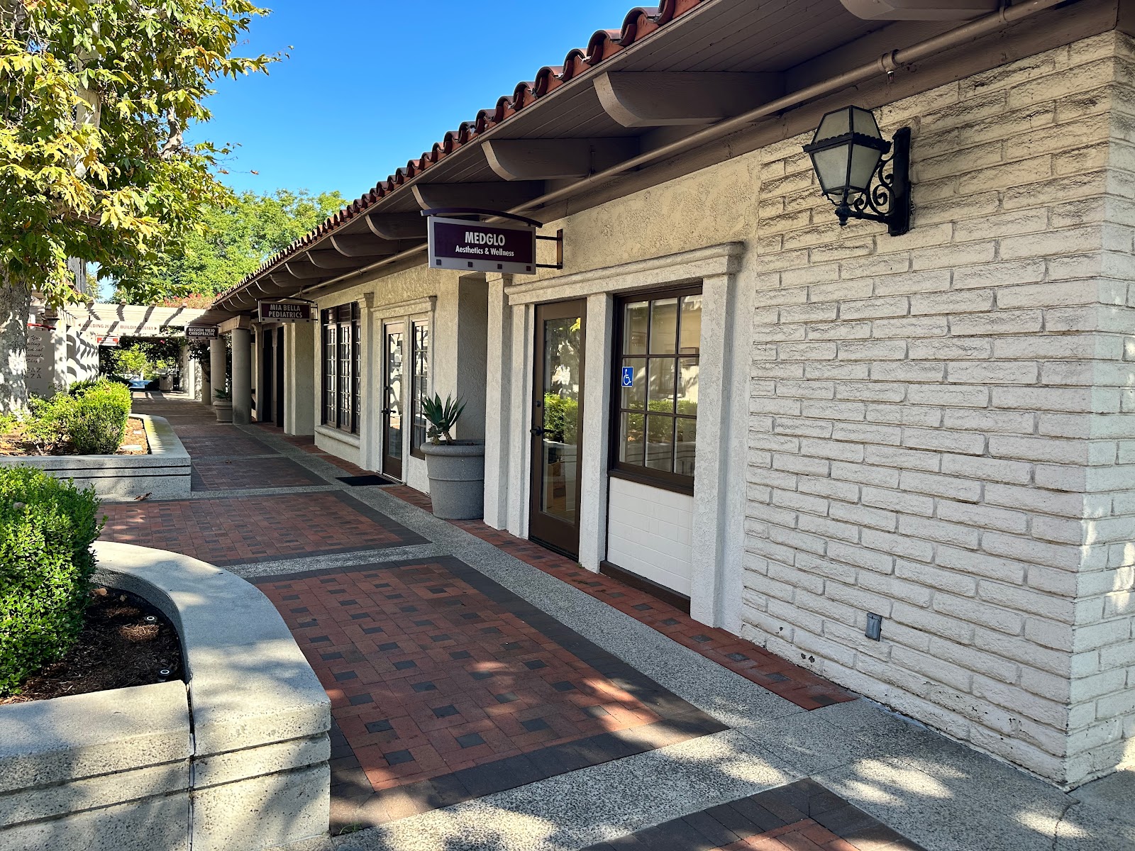 The MedGlo storefront in its Mission Viejo plaza on La Paz Road