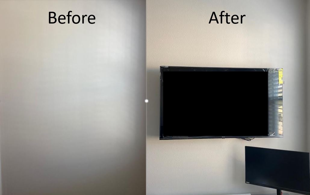 TV mount, clean and level: before and after by OC Handyman