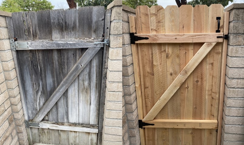 Fence gate, rebuilt: before and after by OC Handyman
