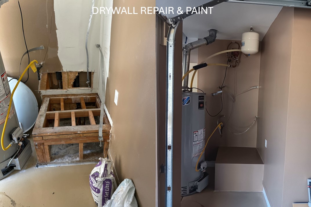 Drywall repair & paint: before and after by OC Handyman