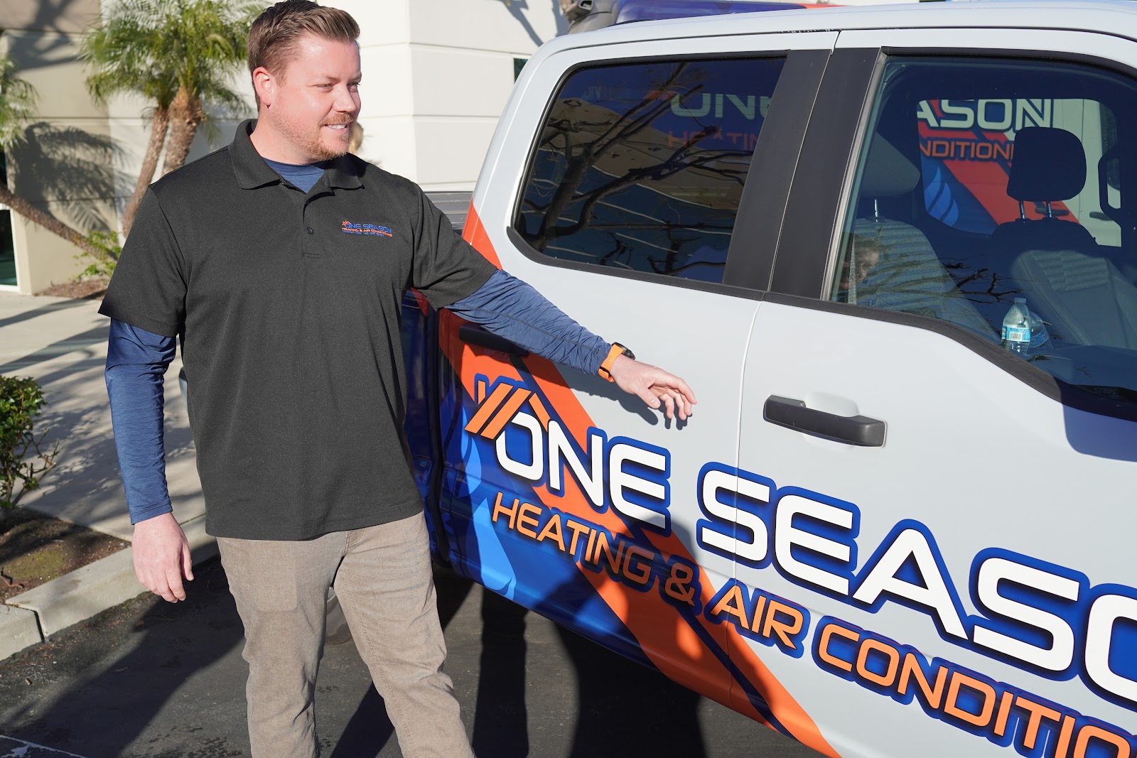 Branded van, on the way to a job