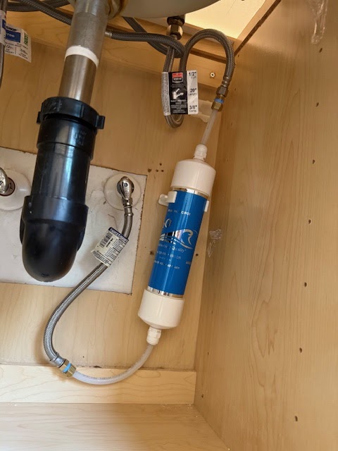 Under-sink water filtration system installed by Patriot Plumbing