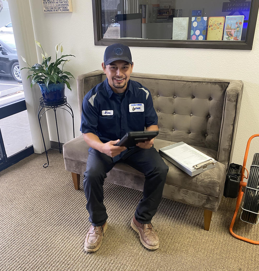Between calls at the shop