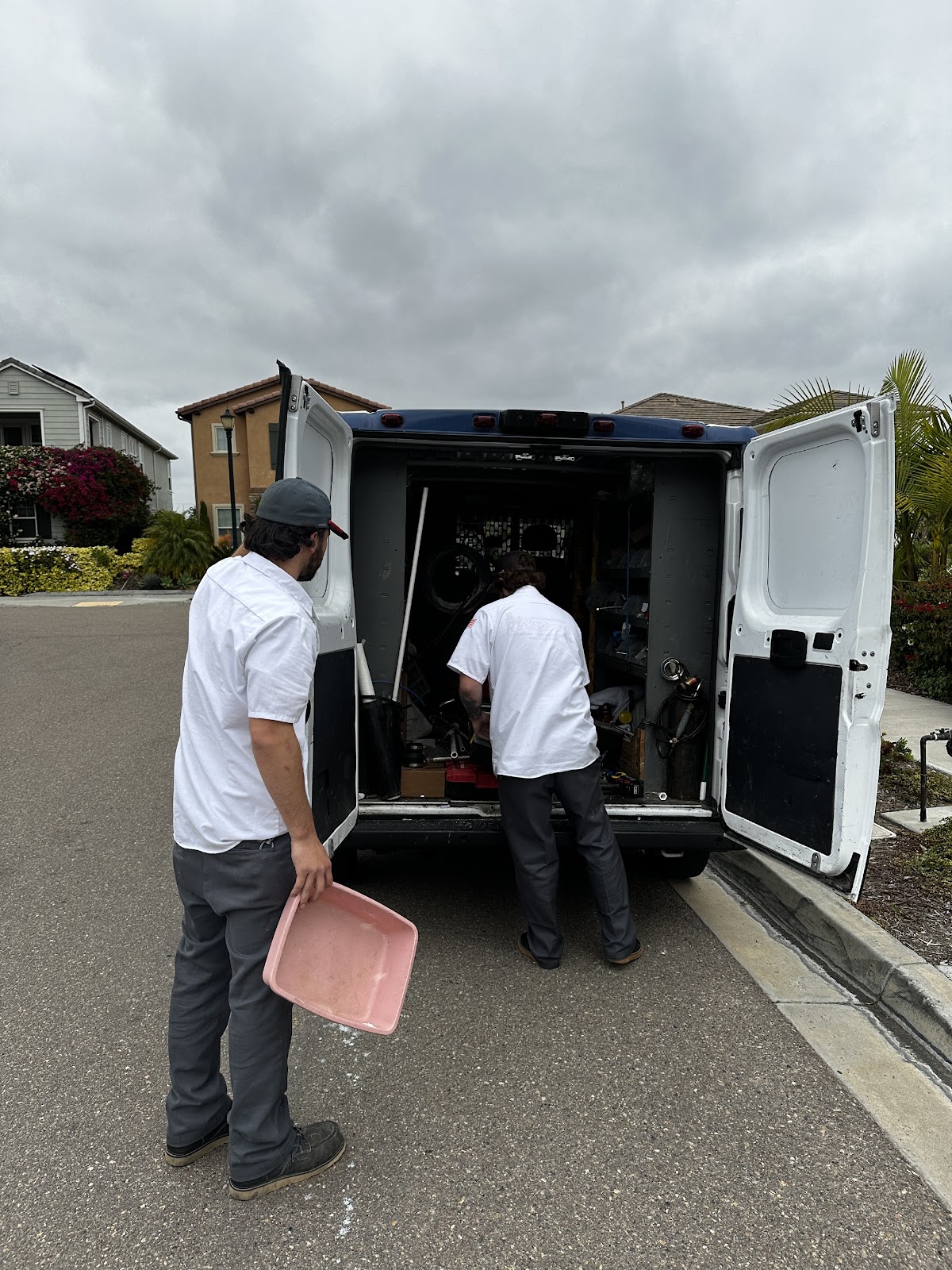 Working out of the van on a repair
