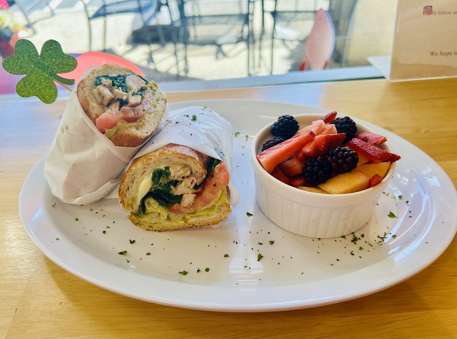 Chicken Pesto Wrap at Saffron Bakery, Aliso Viejo