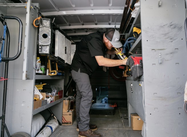 Loading out of the Swift van
