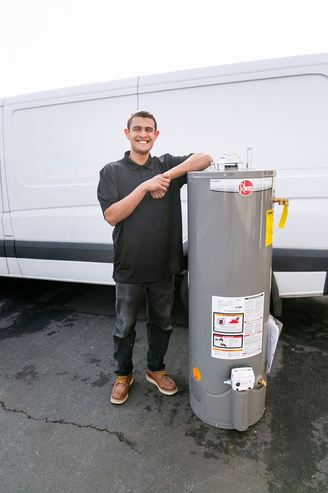 New Rheem tank, ready at the van