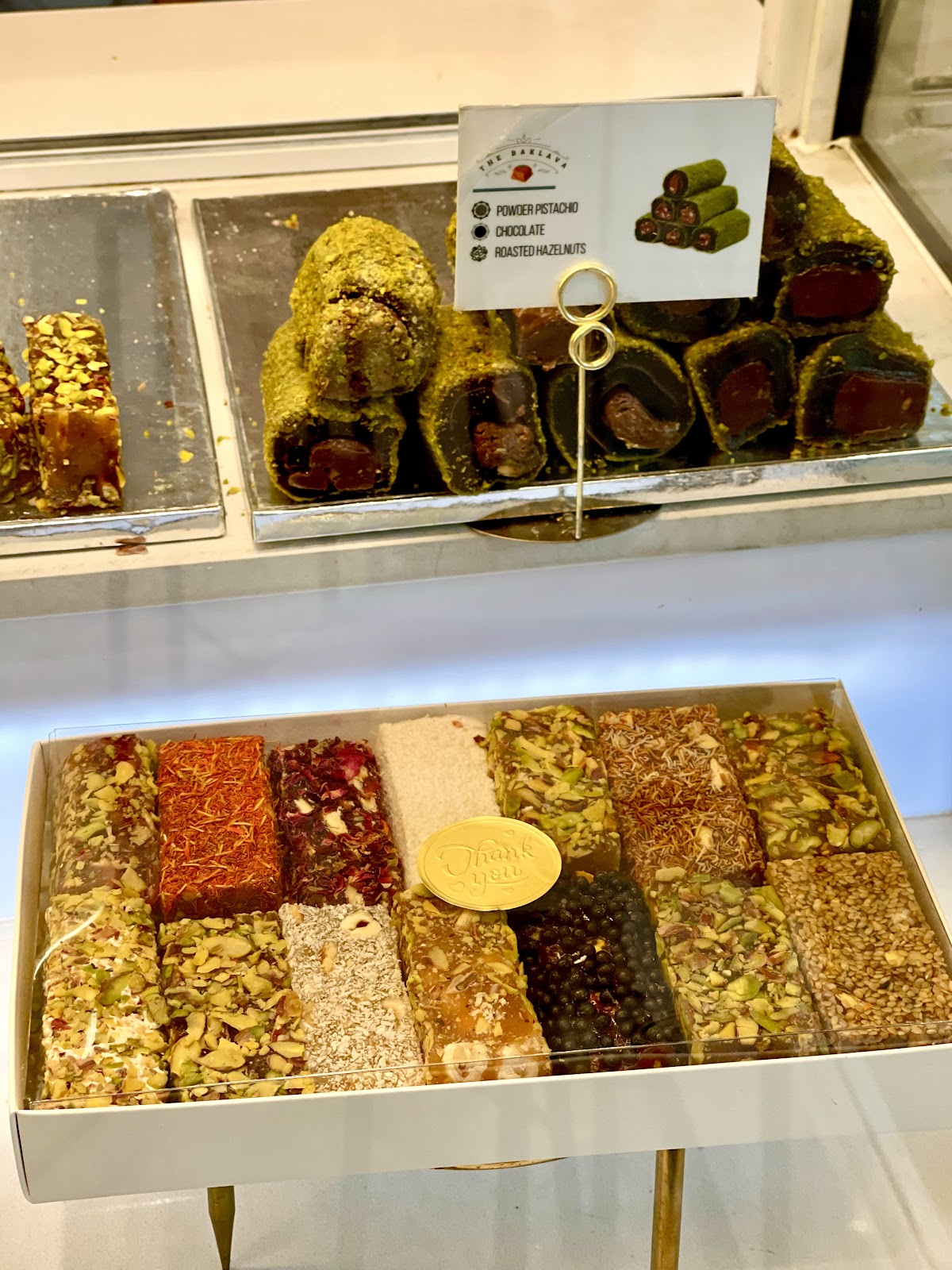 Pistachio Roll baklava at The Baklava. tight rolls, pure pistachio.