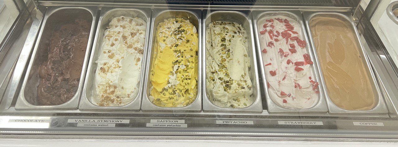 A scoop of Persian saffron ice cream at Yummy Land in Laguna Hills