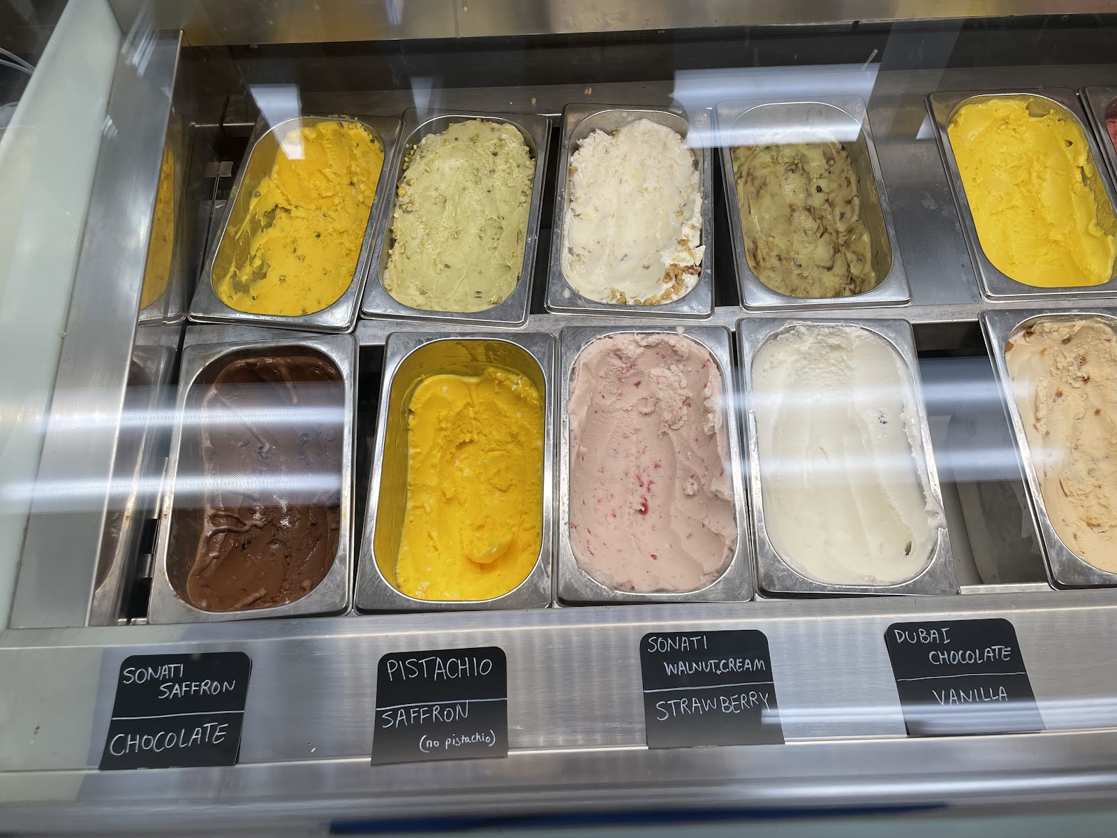 A scoop of Persian saffron ice cream at Yummy Land