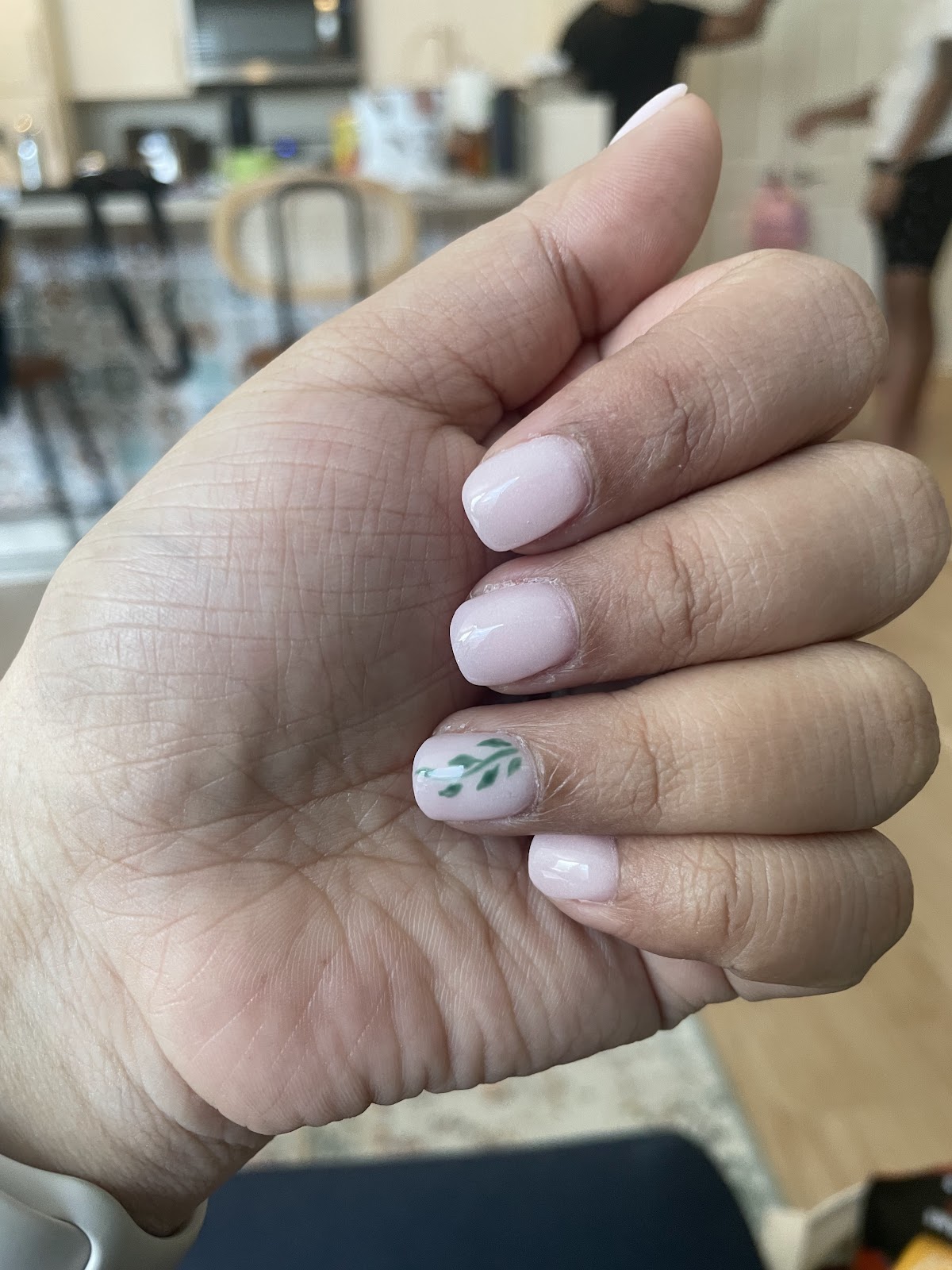 Soft nails with a delicate floral accent nail